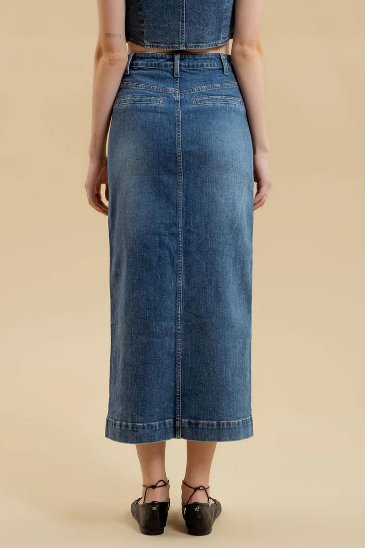 Button Down Denim Skirt