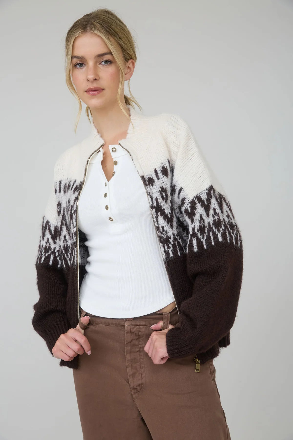 Fair Isle Half Zip Sweater