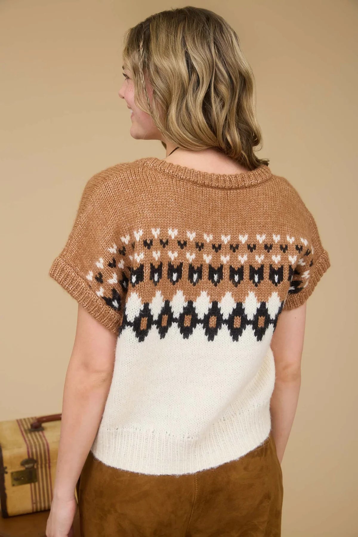 Fair Isle Short Sleeve Sweater