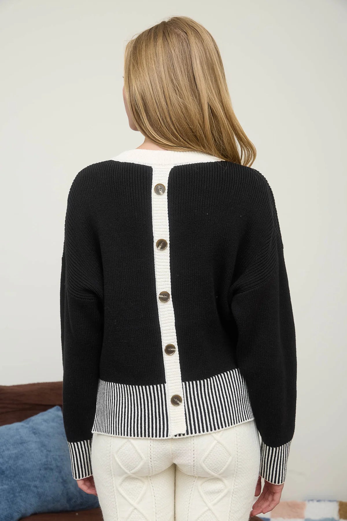 Contrast Stripe Hem Sweater