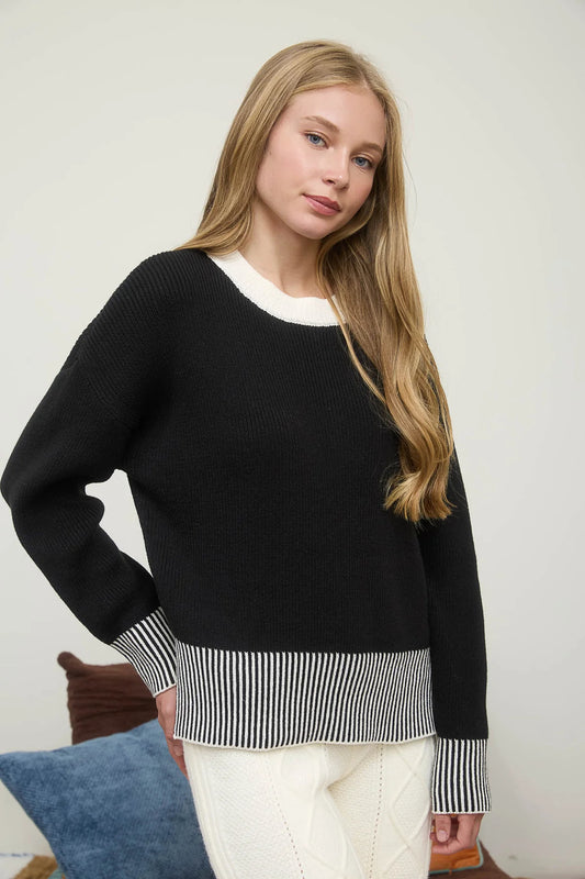 Contrast Stripe Hem Sweater