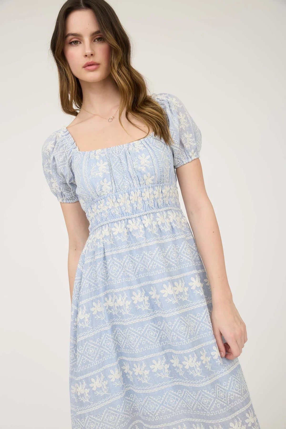 Floral Embroidery Pattern Dress