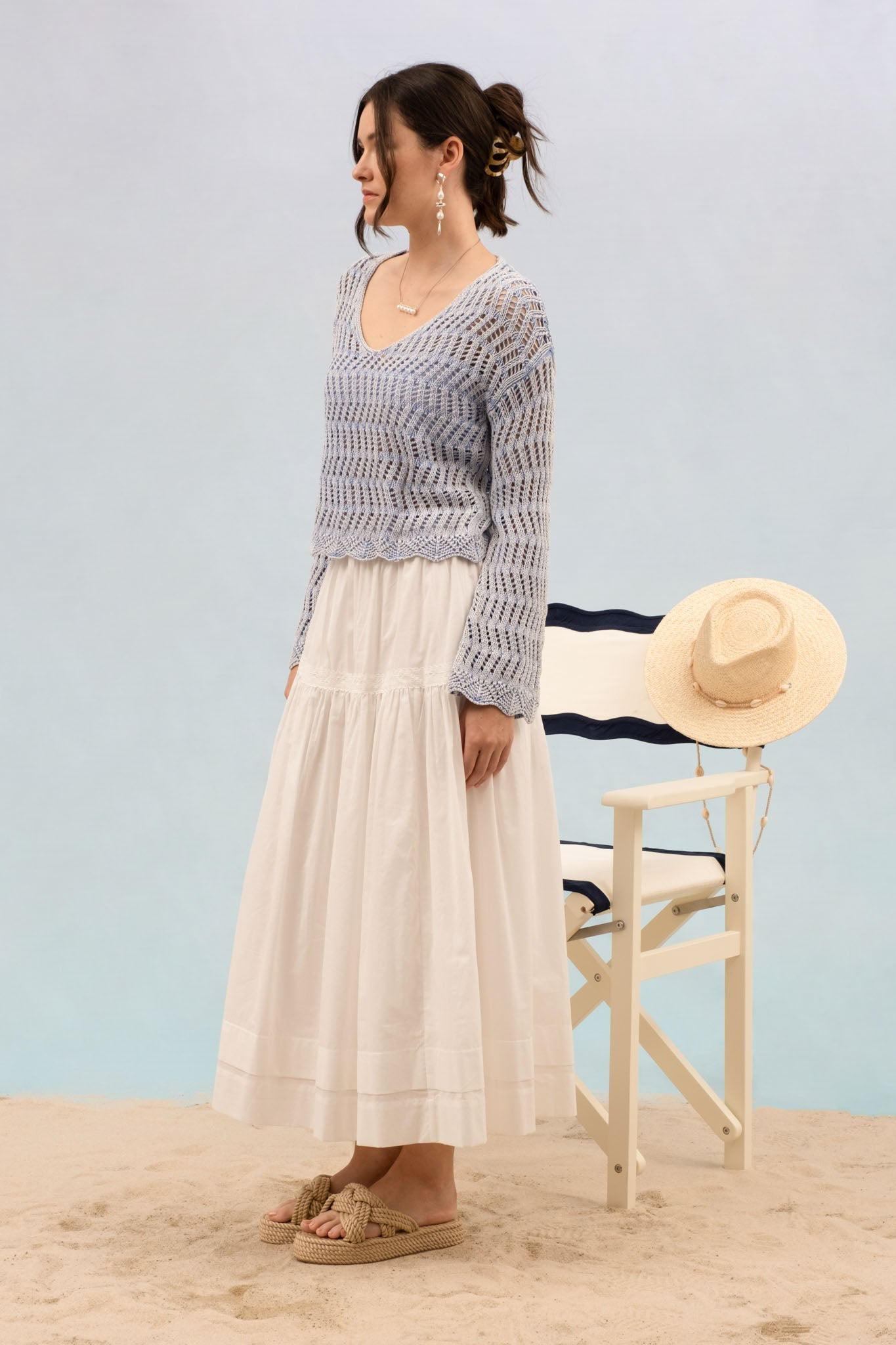 Open Knit Pullover Sweater