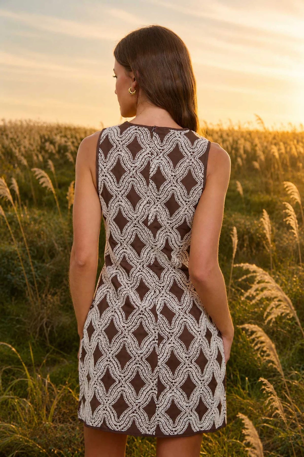 Textured Geometric Print Dress