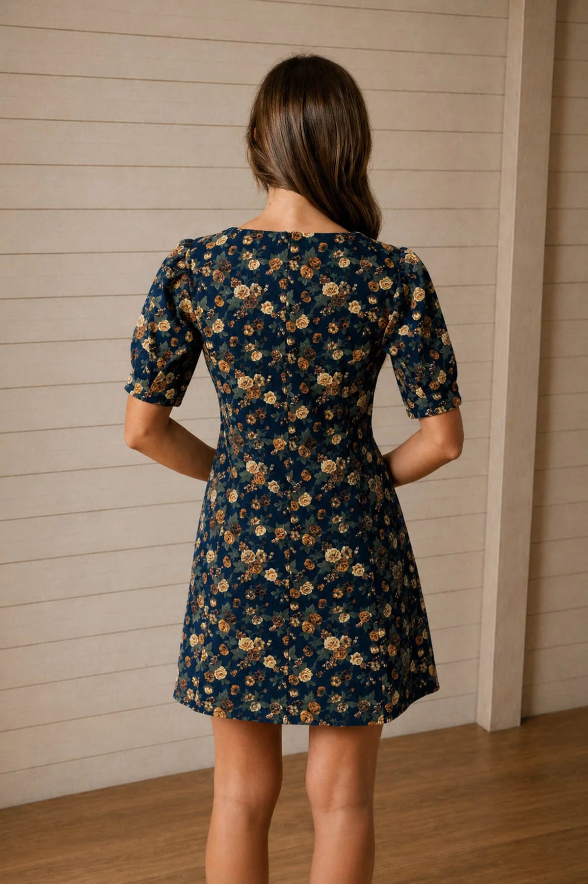 Back Seam Floral Dress
