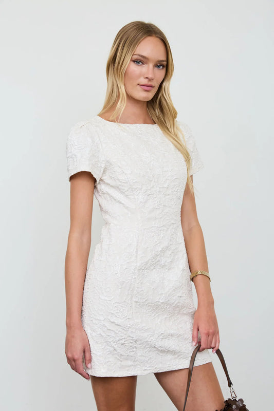 Textured Rose Jacquard Dress