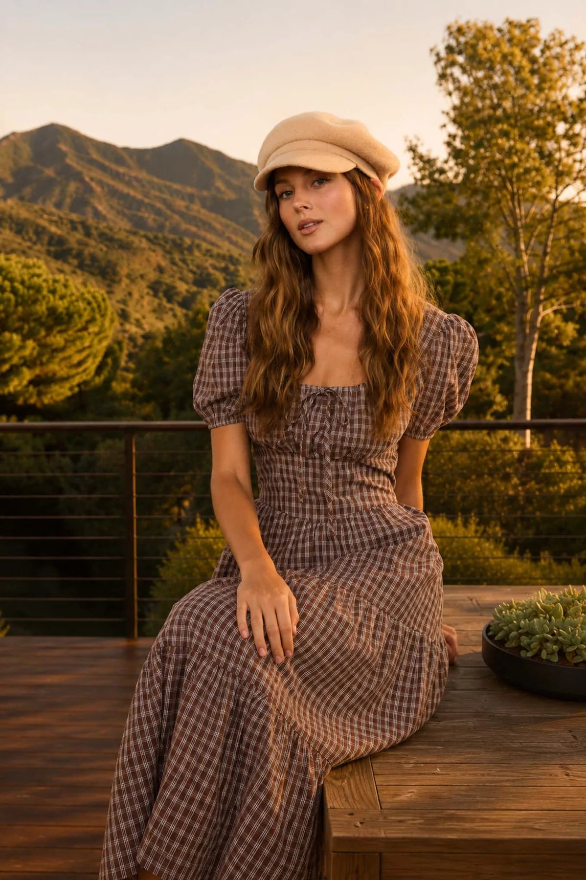 Plaid Corset Tiered Dress