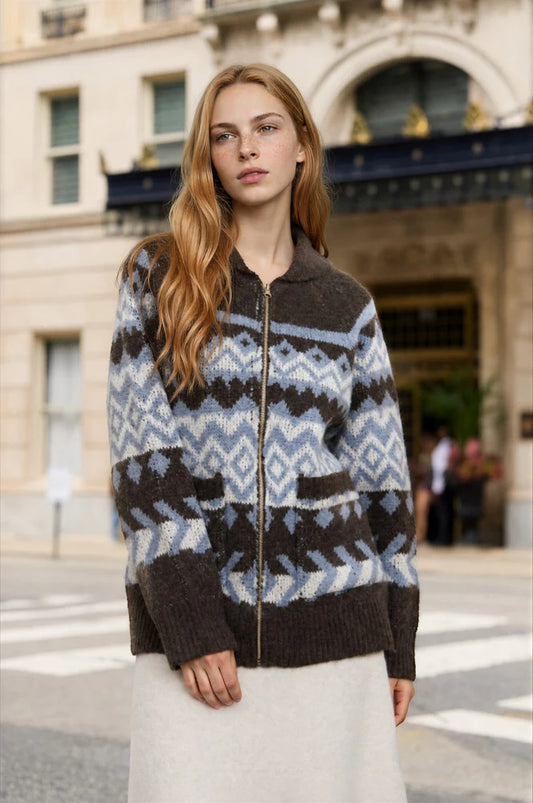 Geometric Fair Isle Cardigan