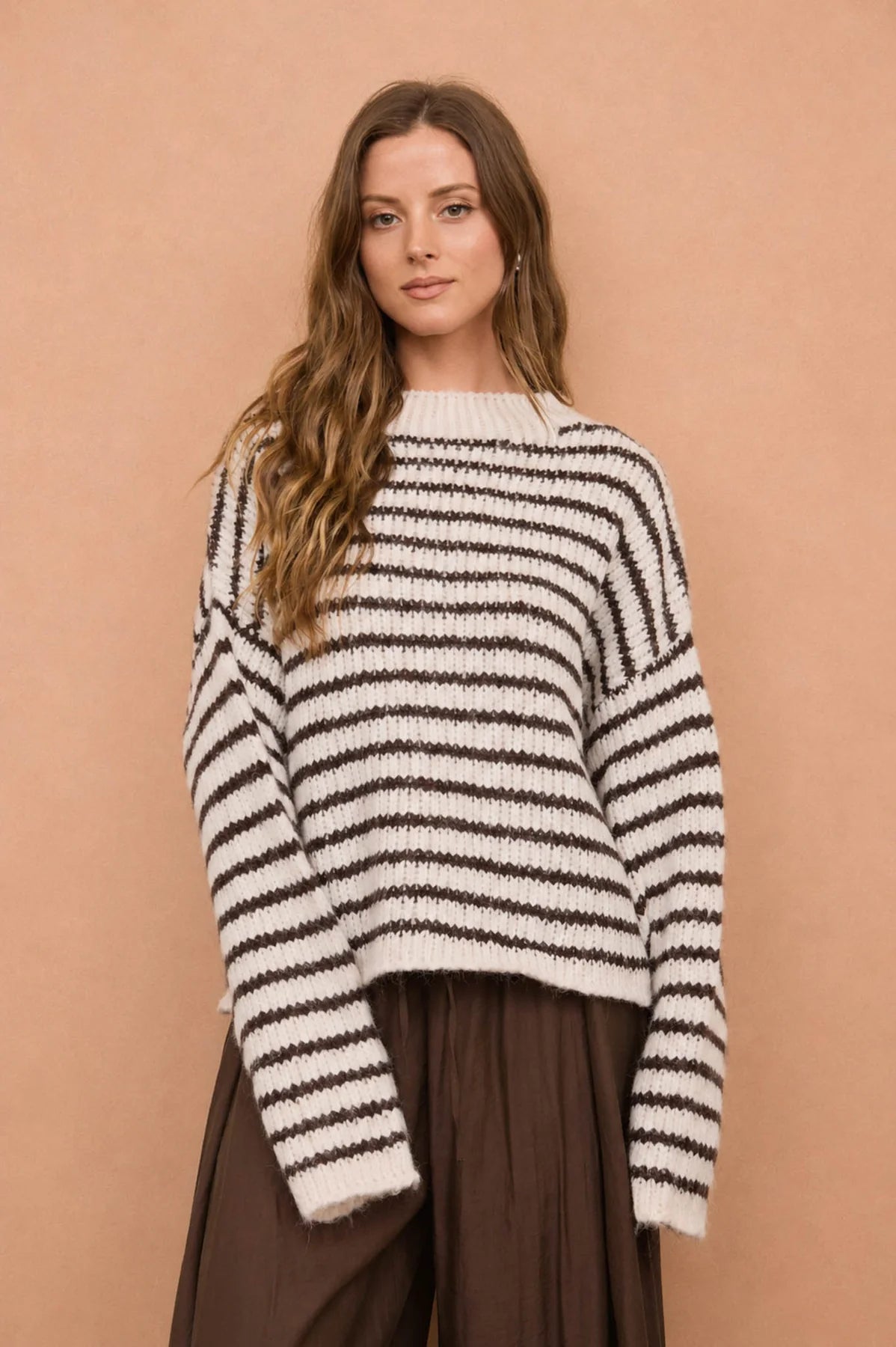 Rolled Edge Striped Sweater