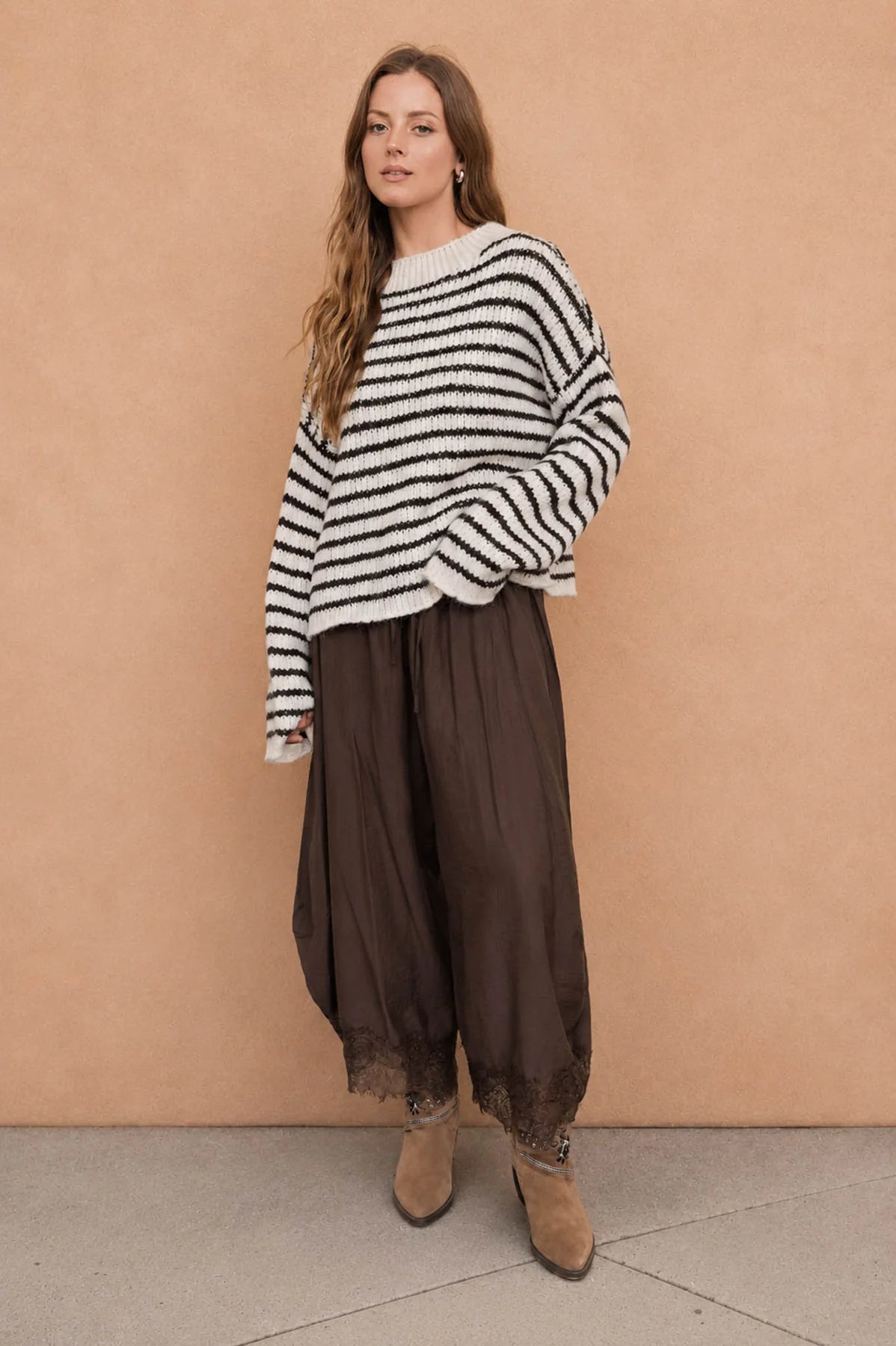 Rolled Edge Striped Sweater