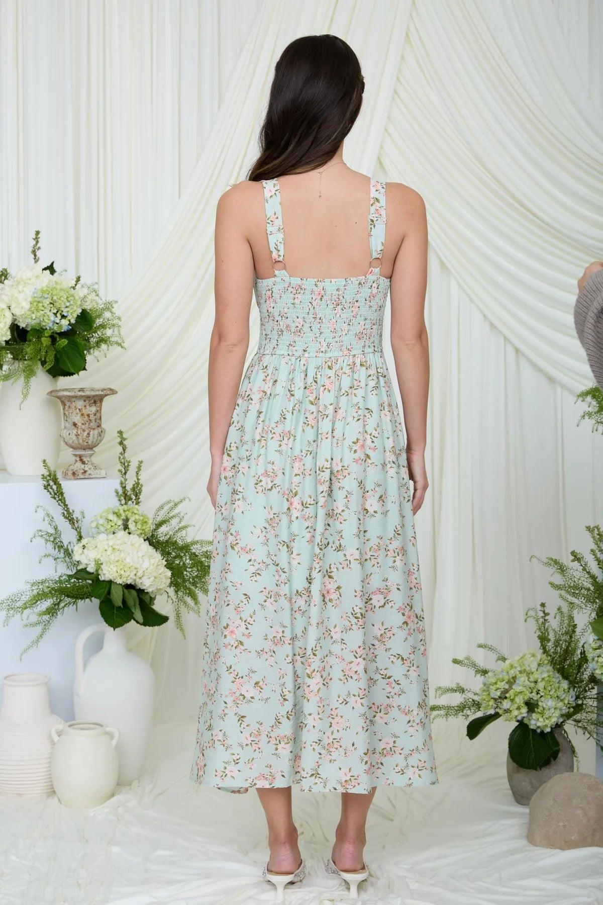 Lace Trim Floral Dress