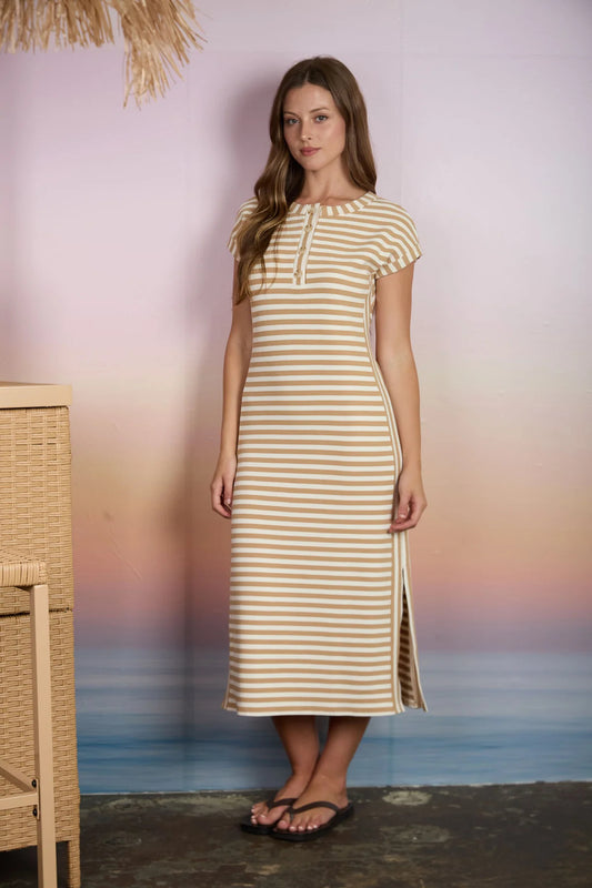 Sandy Stripes Midi Dress