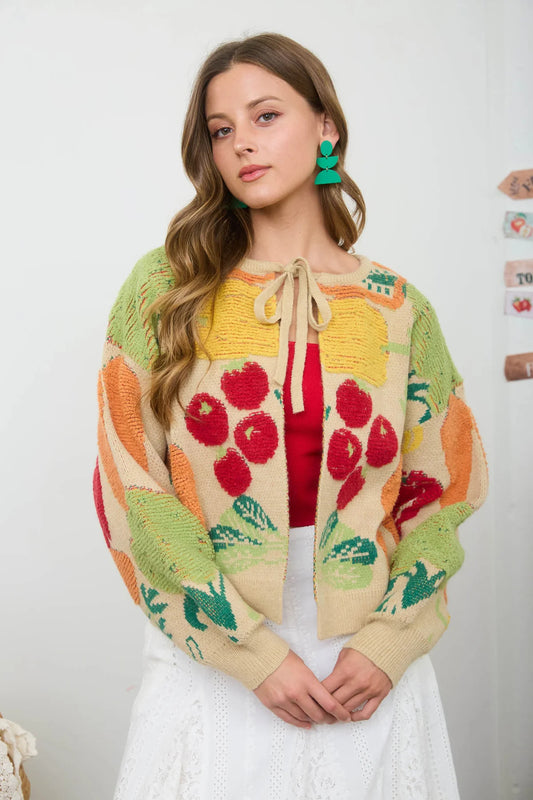 Veggie Print Cardigan