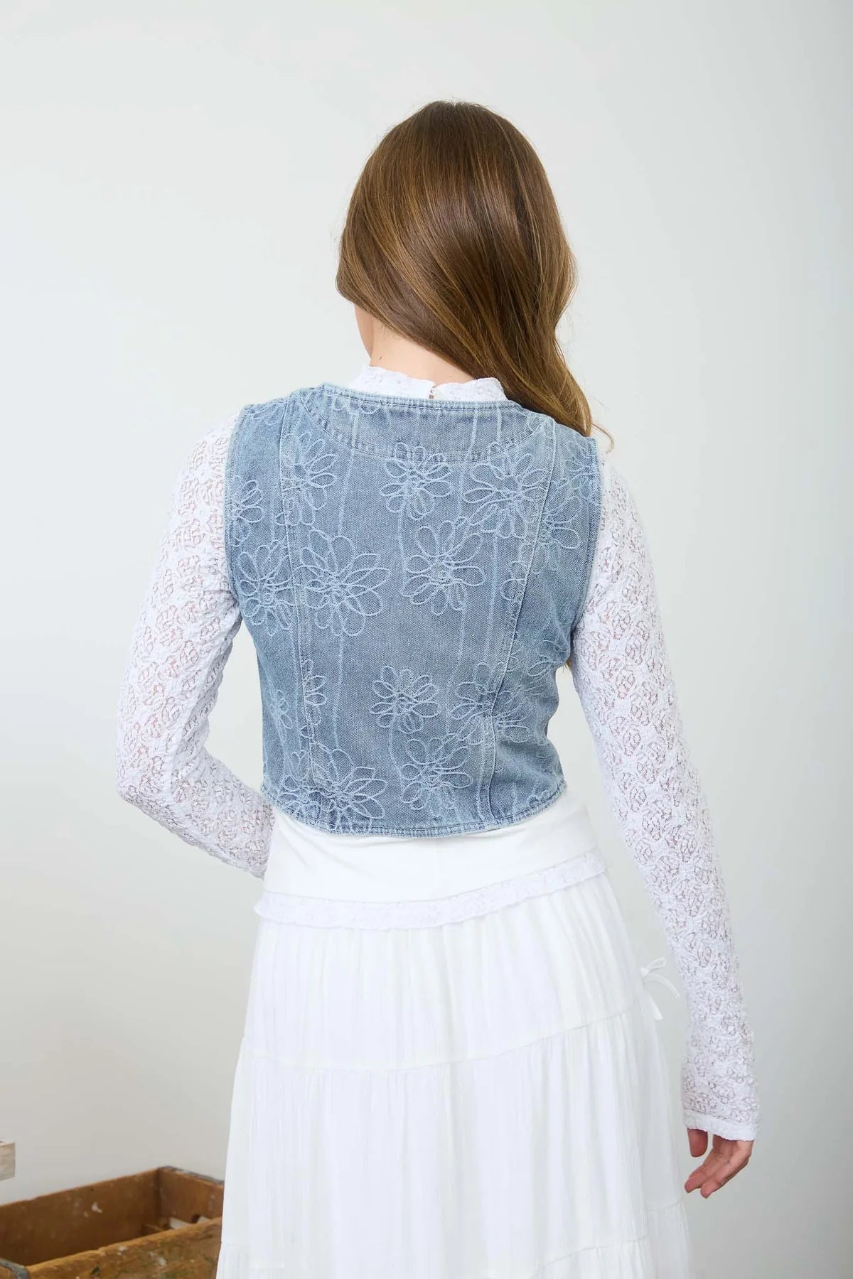 Floral Denim Vest