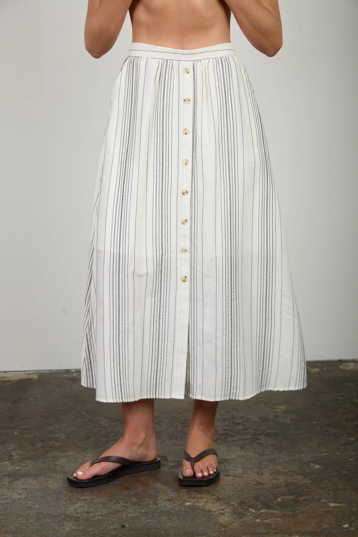Stripe Mock Button Skirt