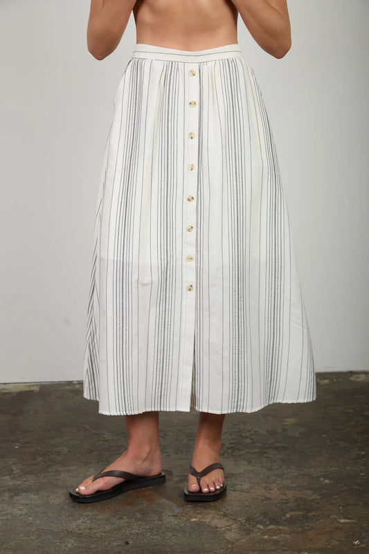 Stripe Mock Button Skirt