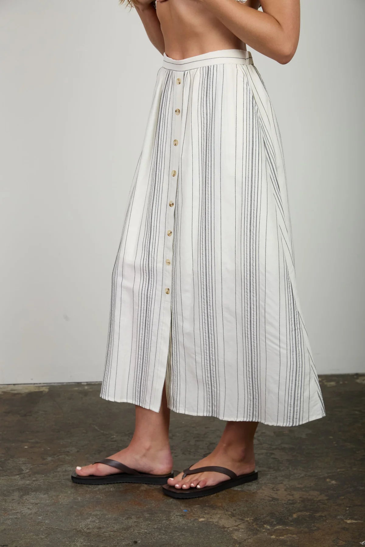 Stripe Mock Button Skirt