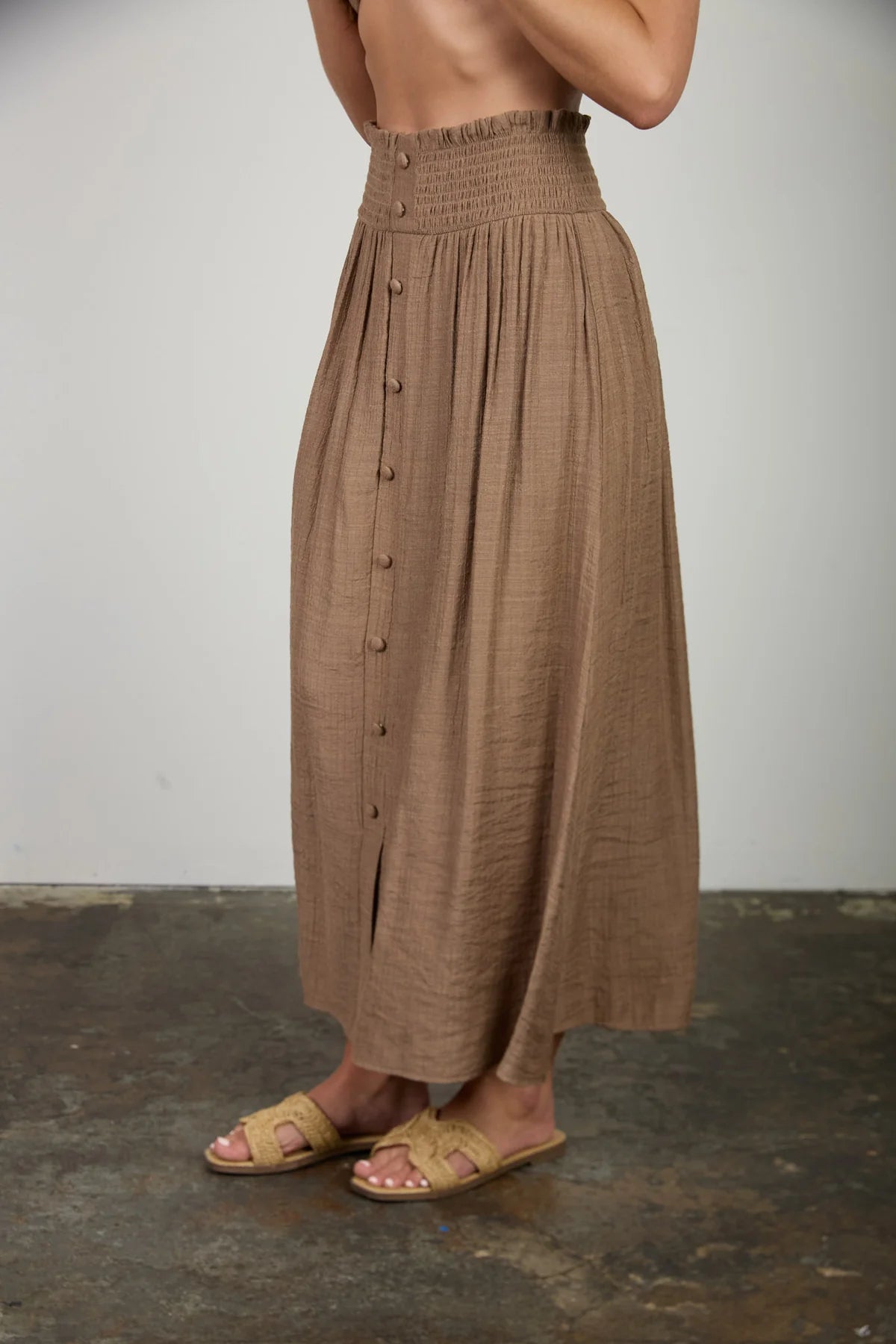 Smocked Waist Ruffle Skirt
