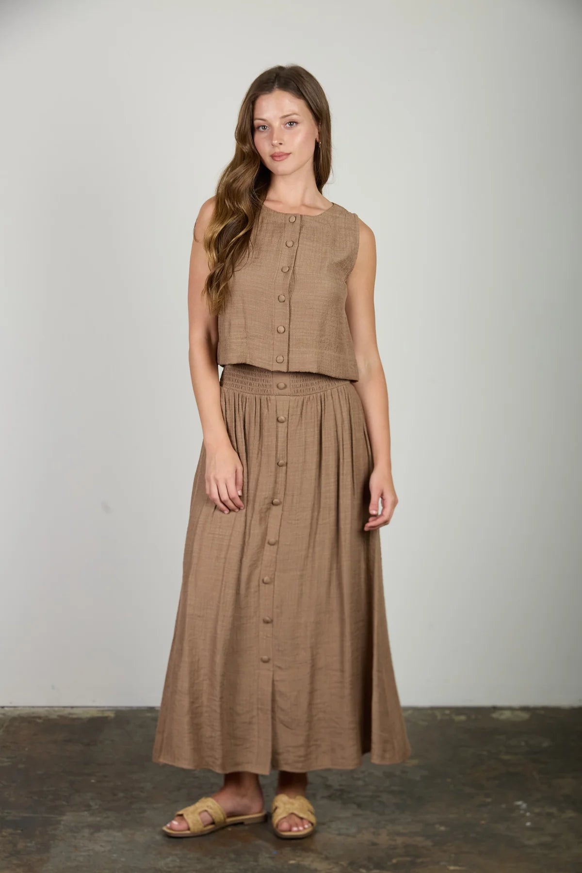 Smocked Waist Ruffle Skirt