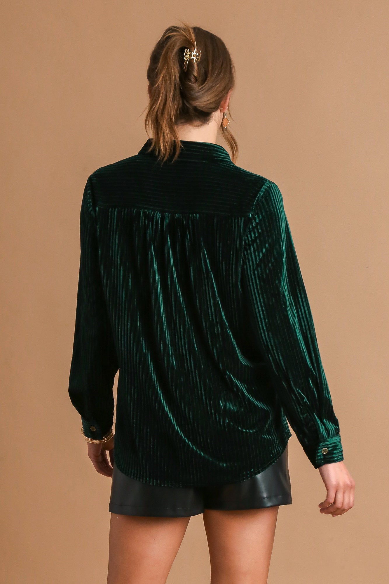 Velvet Button Down Top