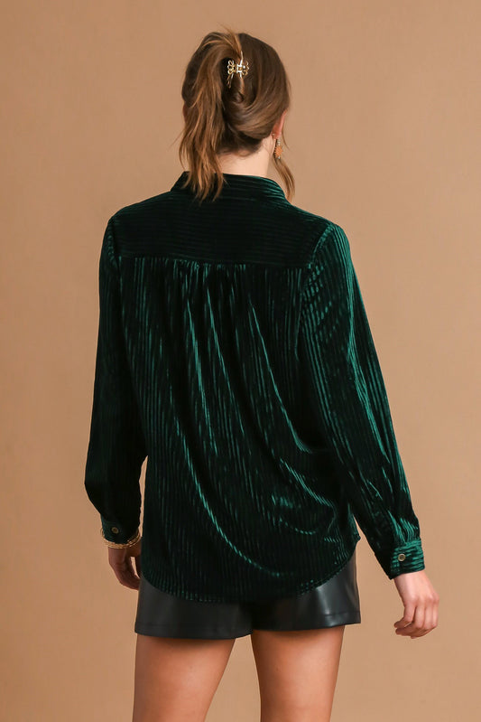 Velvet Button Down Top