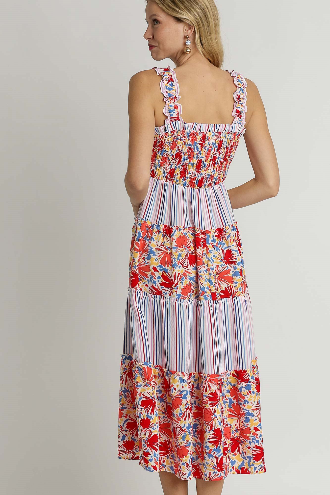 Multi Stripe Mixed Print Dress