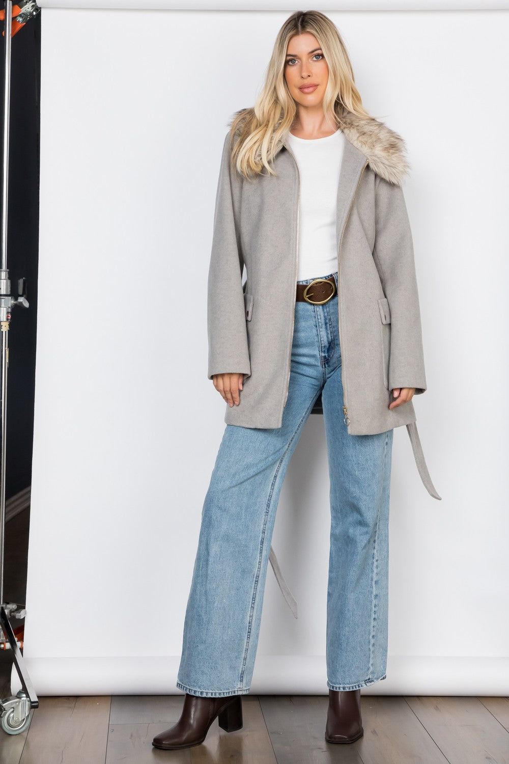 Frost Faux Fur Collar Coat