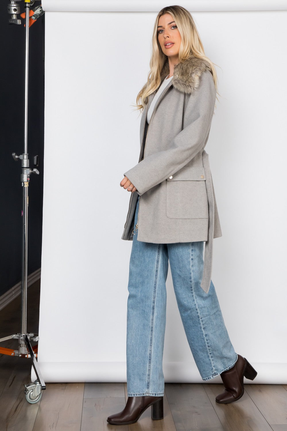 Frost Faux Fur Collar Coat