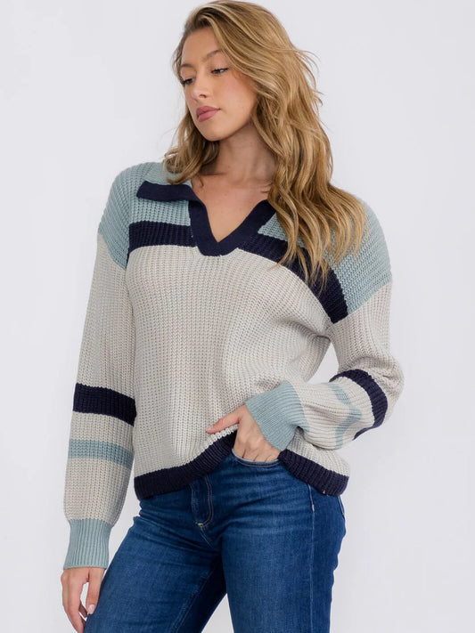 V-Neck Colorblock Sweater