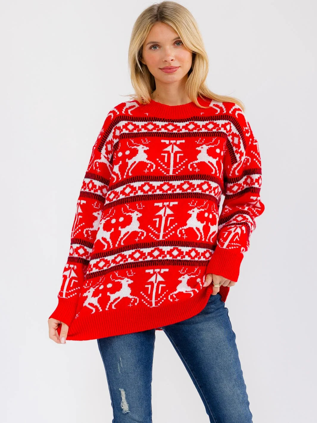Multi Print Holiday Sweater