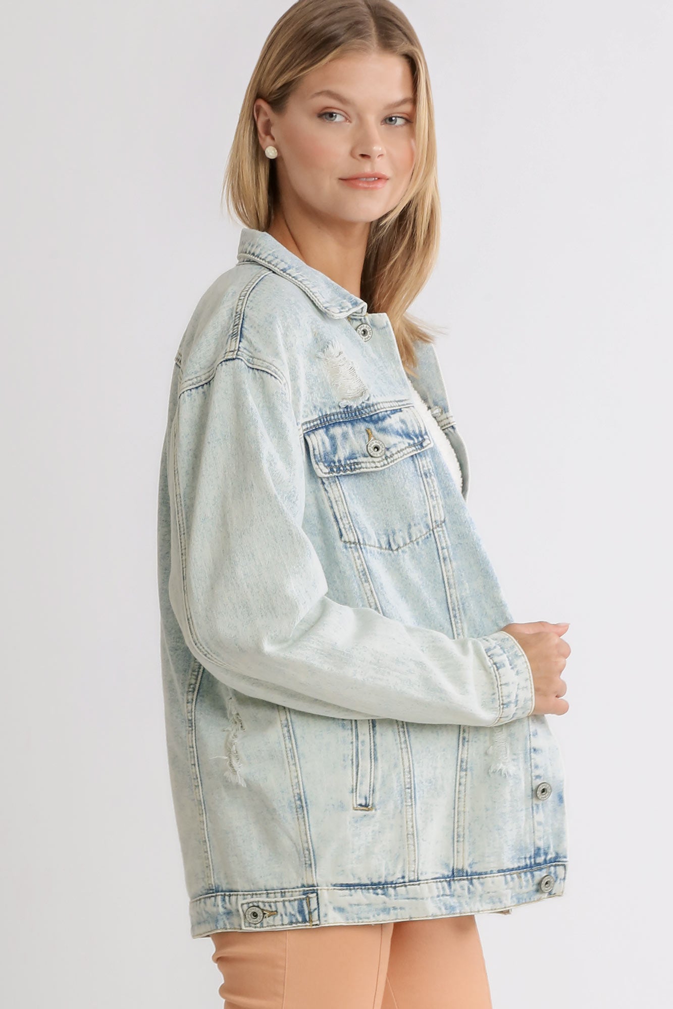 Acid Wash Distressed Denim Jacket