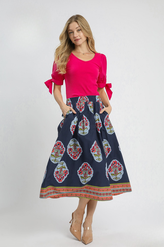 Boho Floral Midi Skirt