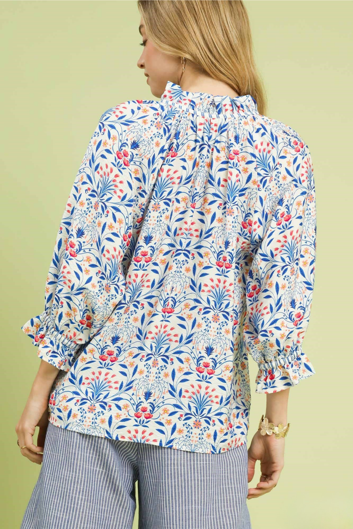 Botanical Stripe-Detail Top