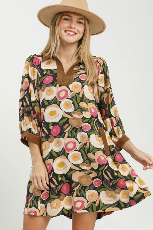 Puff Sleeve Floral Dress