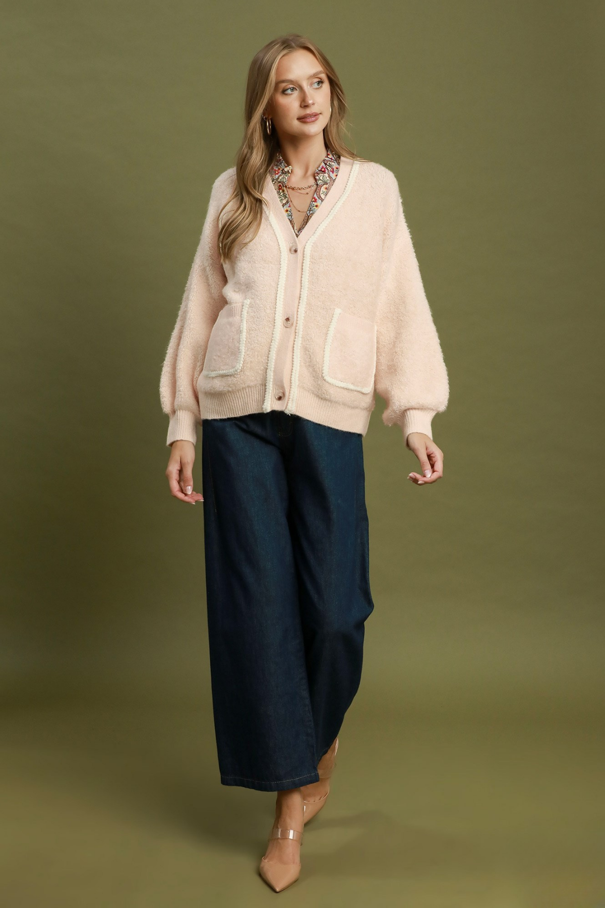 Contrast Trim Pocket Cardigan