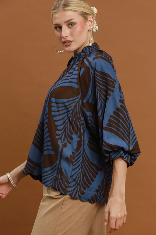 Leaf Balloon Sleeve Top