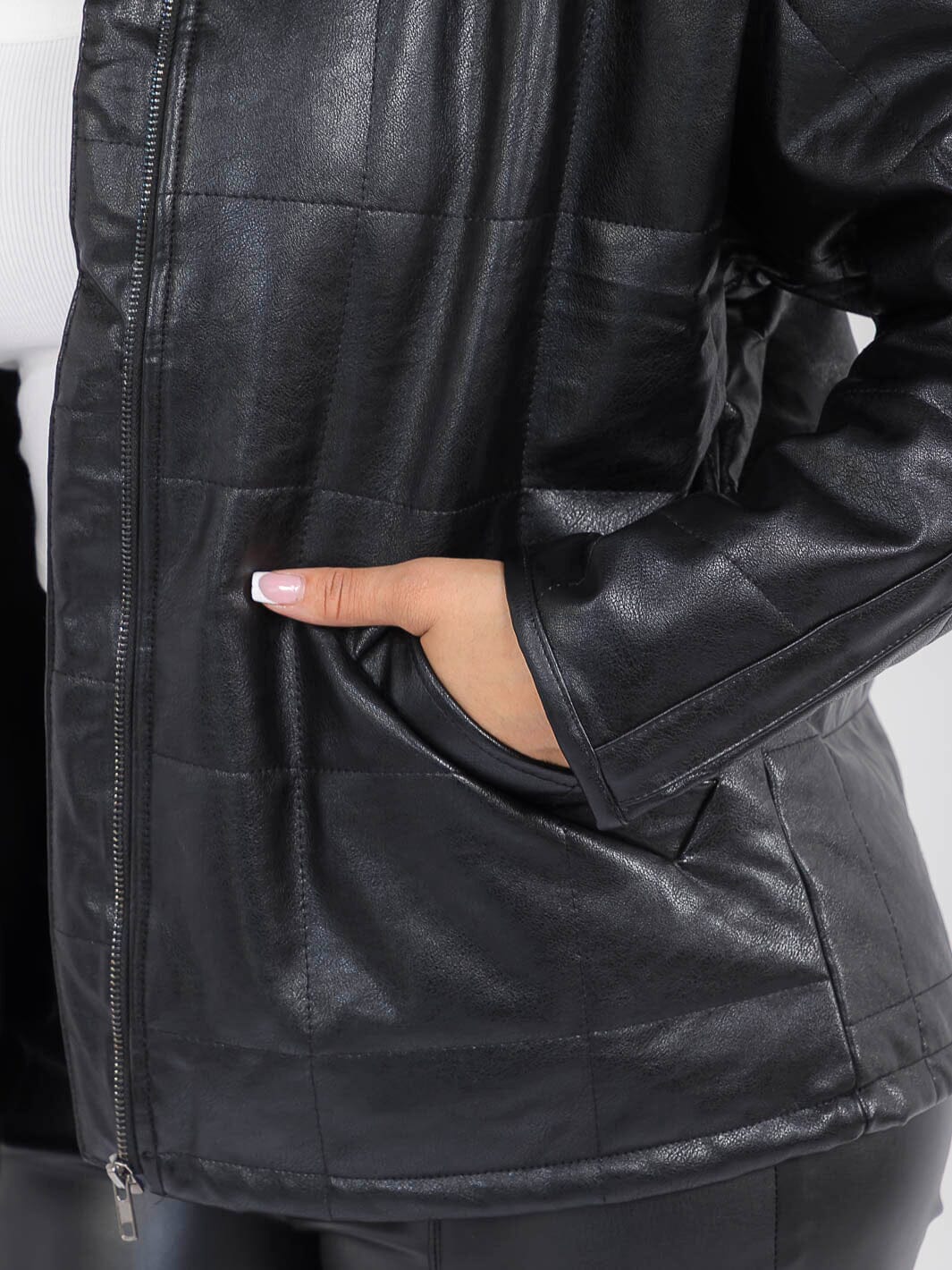 Collared Vegan Leather Jacket