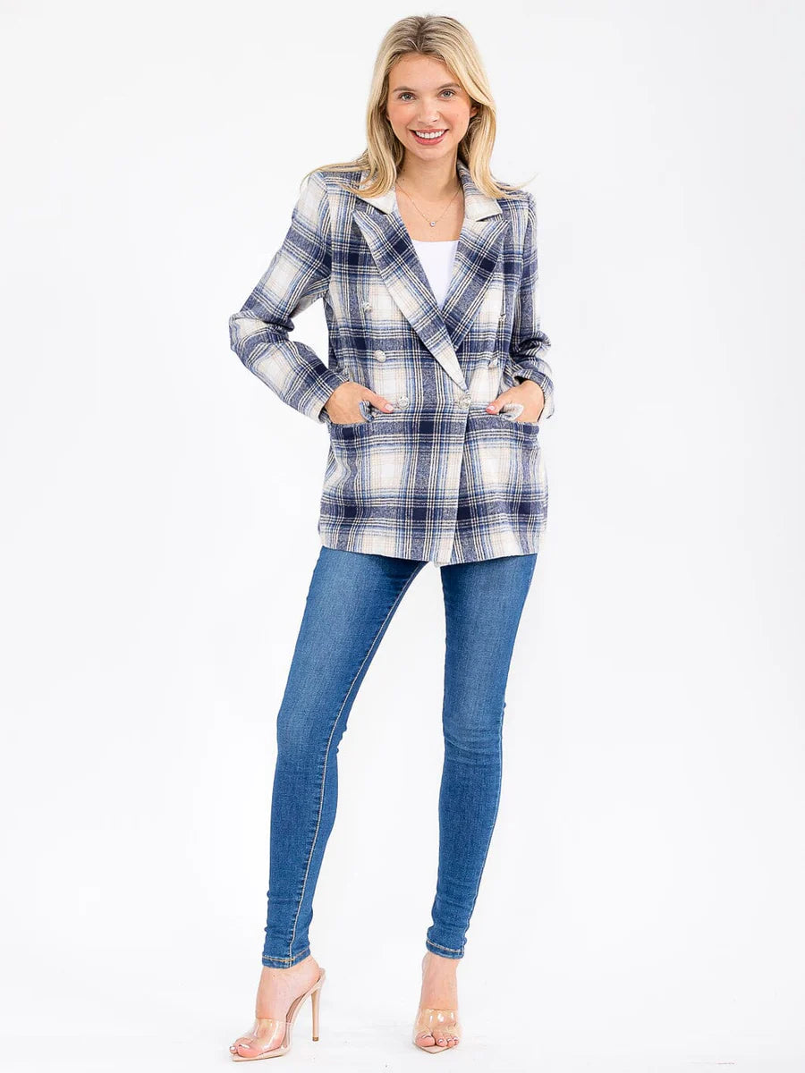 Plaid Button Up Blazer