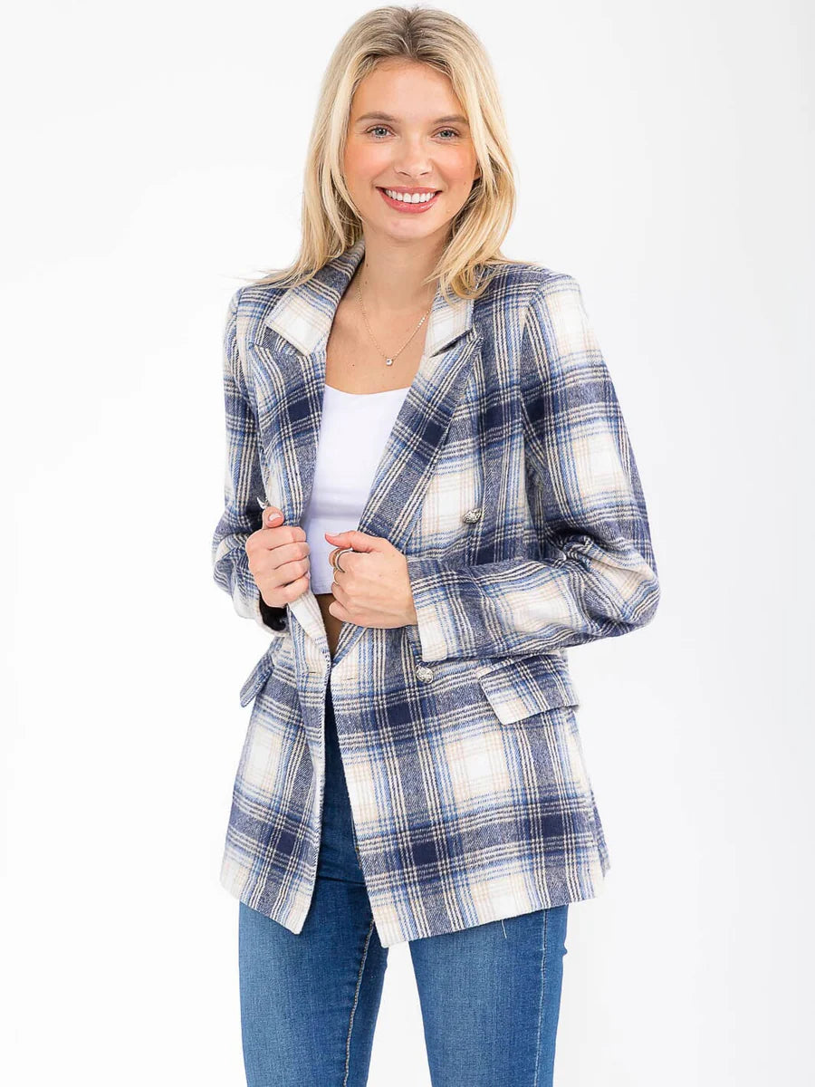 Plaid Button Up Blazer