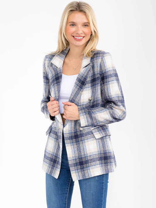 Plaid Button Up Blazer