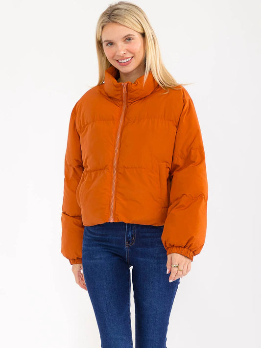 Lightweight Puffer Jacket - Rust