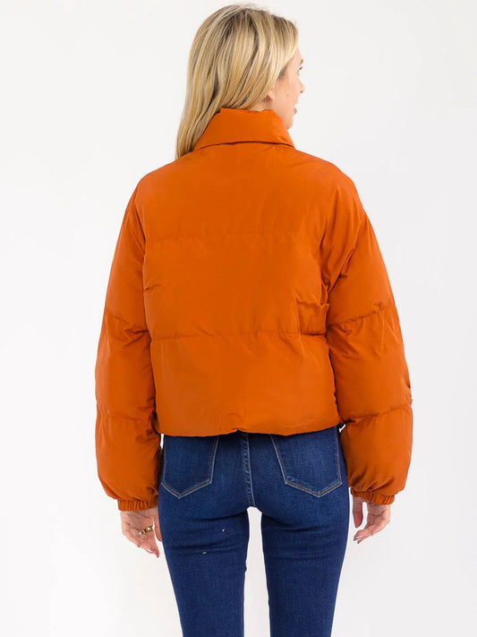 Lightweight Puffer Jacket - Rust