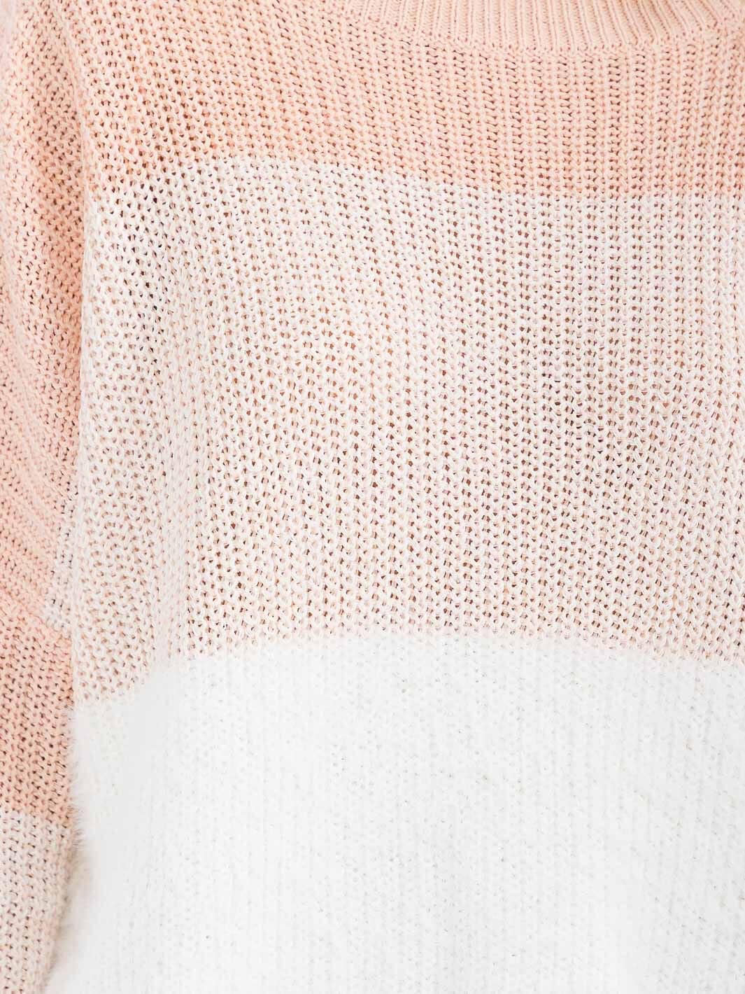 Colorblock Pullover Sweater - Peach