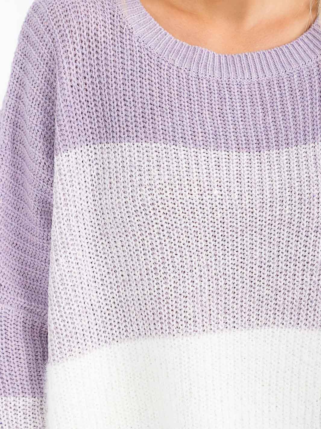 Colorblock Pullover Sweater - Lavender