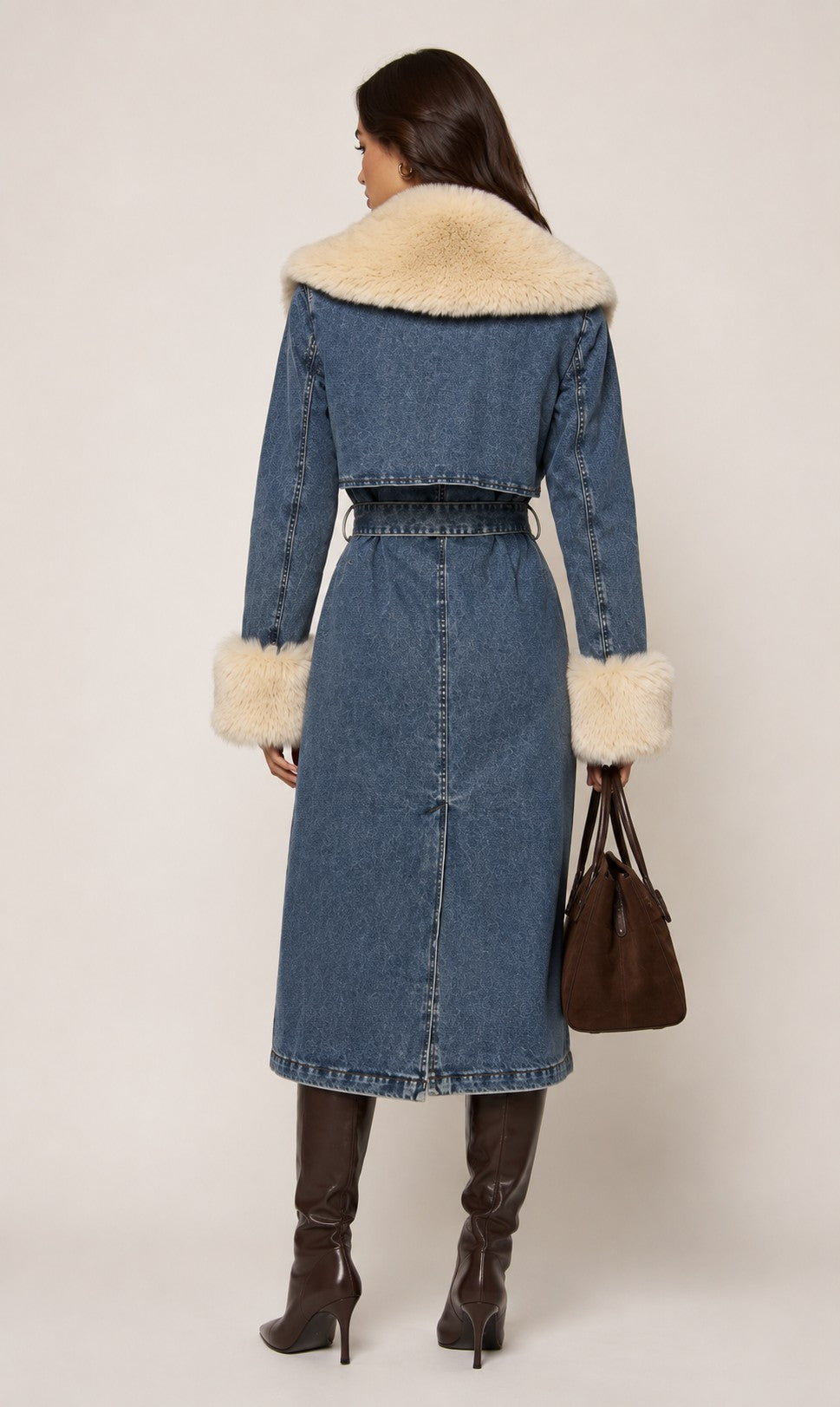 Denim & Faux Fur Coat