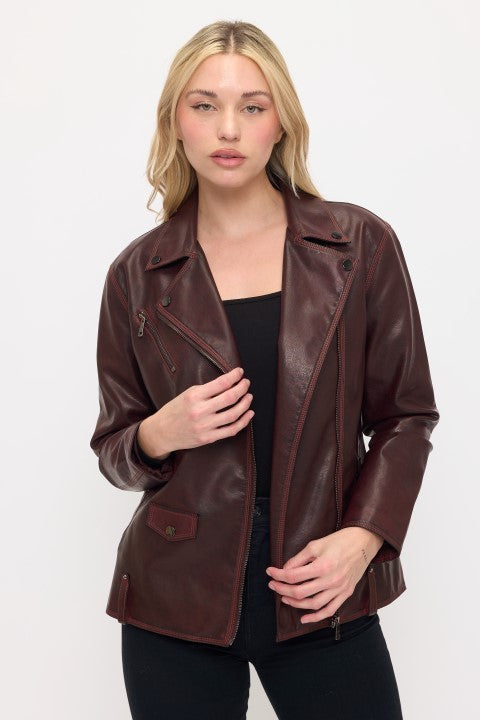 Vintage Front Pocket Jacket - Wine