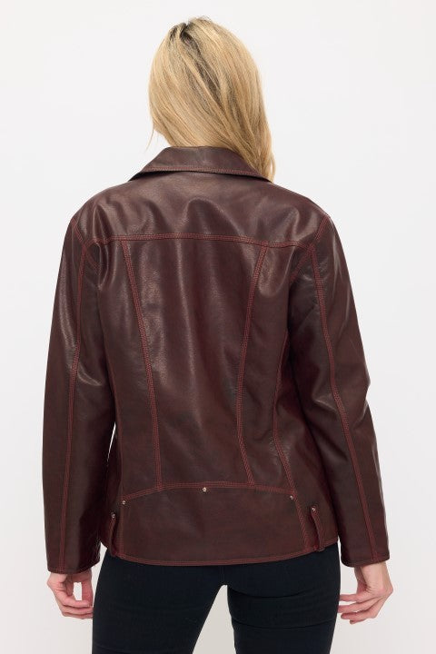Vintage Front Pocket Jacket - Wine