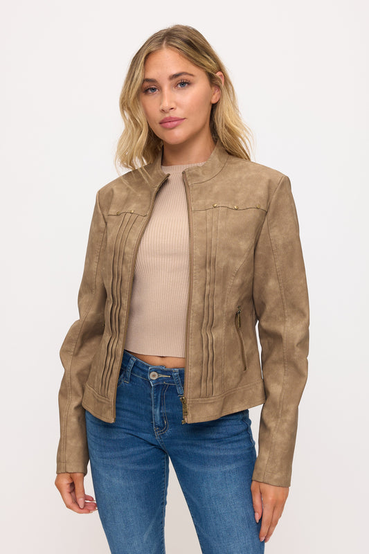 Pleated Moto Jacket