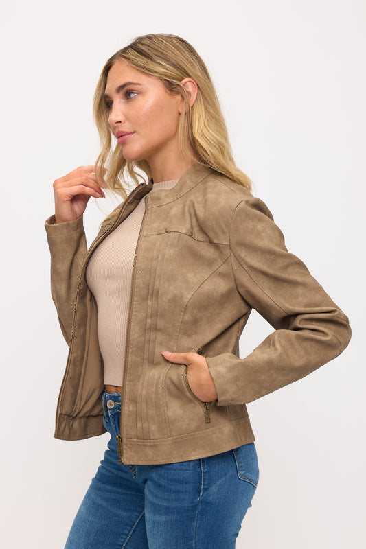 Pleated Moto Jacket