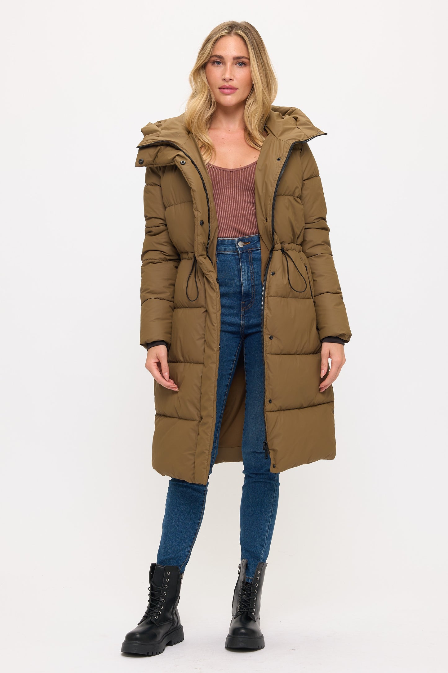 Nordic Hooded Puffer Coat - Olive